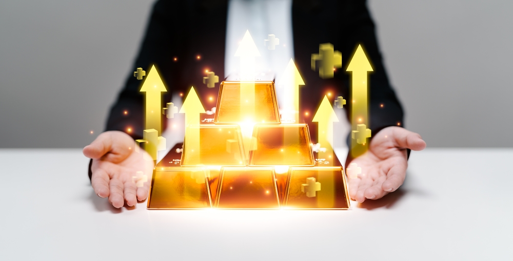 Rising,Gold,Prices,Concept.,Investment,In,Precious,Metals,In,The